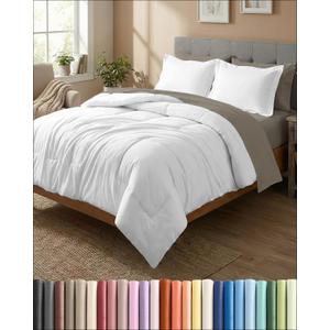 King Comforter Set - 3 Piece Bed Set for All Seasons - 1 Soft Quilted Comforter with Corner Tabs & 2 Pillow Shams - Comfy, Cozy & Breathable - Premium Down Duvet Insert - Oeko-TEX - King Size, White