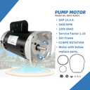 B855 2HP Pool Pump Motor Replaces Century/AO Smith Regal Beloit B2855 Swimming Pool Pump Motors, 230V, 10A, 3450RPM 1.5KW 56Y Frame 1.1 SF Include Replace Parts, Single Phase Square Flange Leungoo