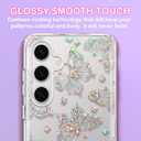 Clear Glitter Butterfly for Galaxy S24 Plus Case, [Screen Protector] Shockproof Thin Flower Slim Cute Crystal Bling Women Hard Back Soft TPU Bumper Protective for Samsung S24 Plus 6.7 inch