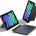 HOU Keyboard Case for iPad mini 7/6, 156° Adjustable Stand, Detachable Full Protective Case for iPad mini 7/6, 11 Shortcut Keys, 7 Color Backlight, Silicone PU, Multifunction, Bluetooth