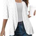 Sidefeel Lightweight Summer Cardigan for Women Spring Netted Knit Ruffle Half Sleeve Kimono Cover Ups (White, XXXL)