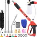 18Pcs Pressure Washer Accessories, Car Wash Foam Cannon, 5000PSI Pressure Washer Gun, M22 14mm or 15mm Fitting, 1/4" Quick Connector, 6Pcs Nozzle Tips for Outdoor Gutters Roof Siding
