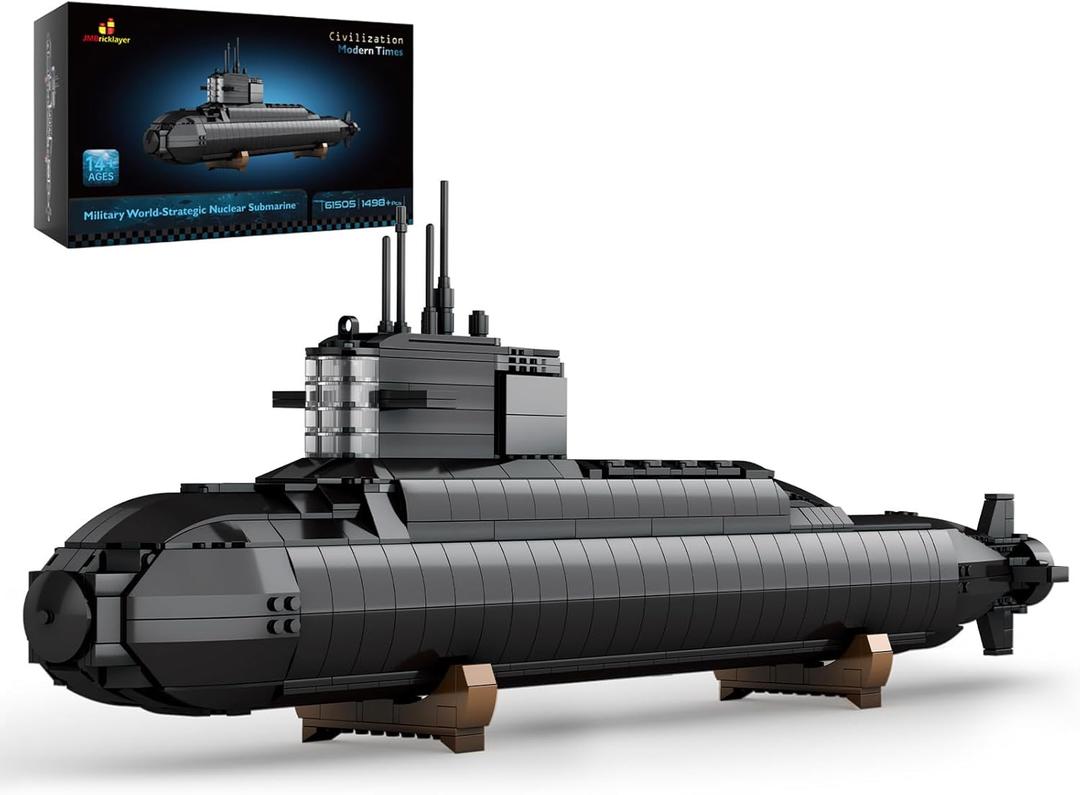 JMBricklayer Nuclear Submarine Building Sets for Adults Men, Military Submarine Toys with Lights, WW2 History Collectible Home Decor Battleship Construction Set, Army Toy Gifts, 1498PCS