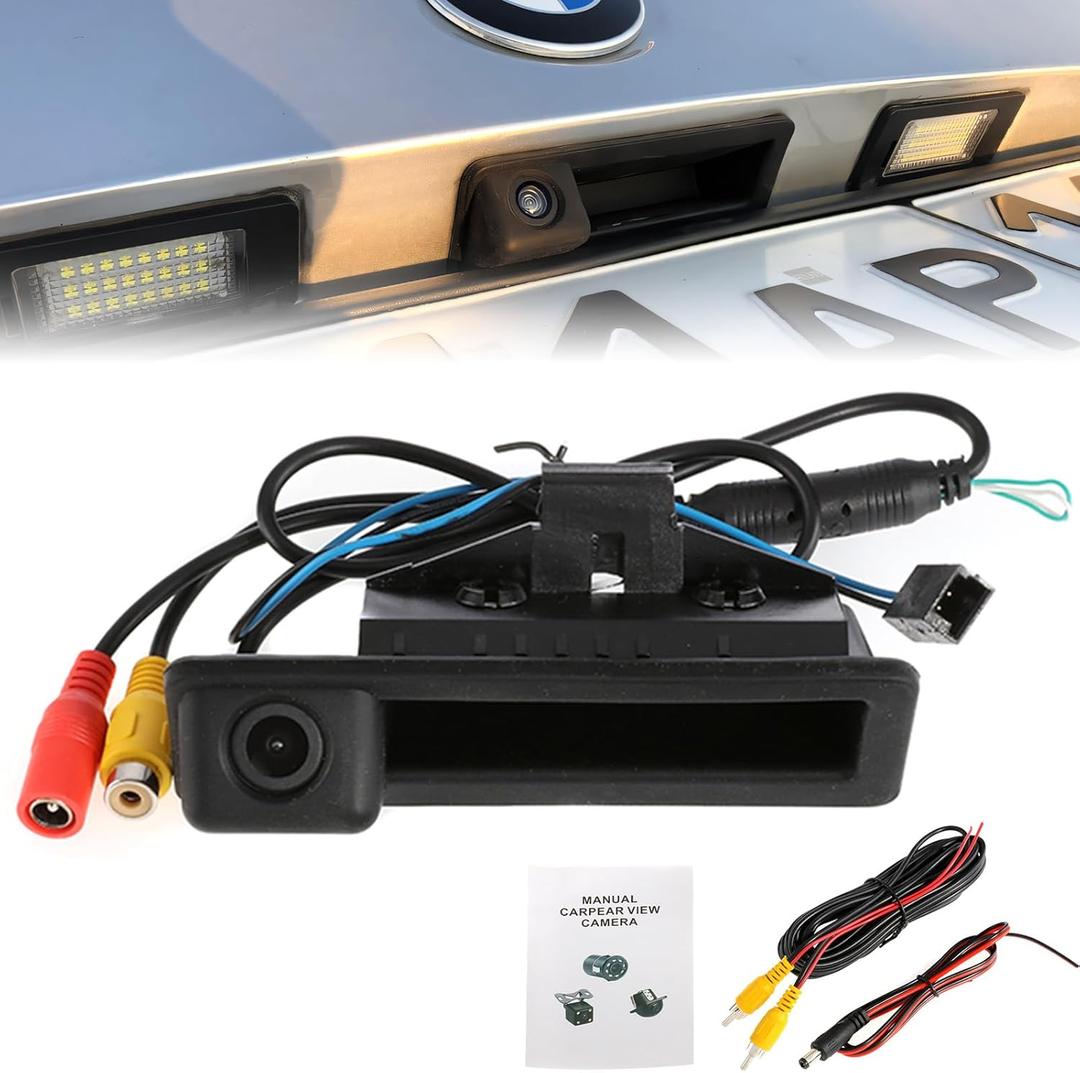 Partol HD Colorful CCD Car Rear View Backup Camera Handle Cam for Old BMW E60 E61 E70 E71 E72 E82 E88 E84 E90 E91 E92 E93 BMW 1 3 5 X5 BMW 3 Series 5 Series BMW X1 X5 X6 320i 335i