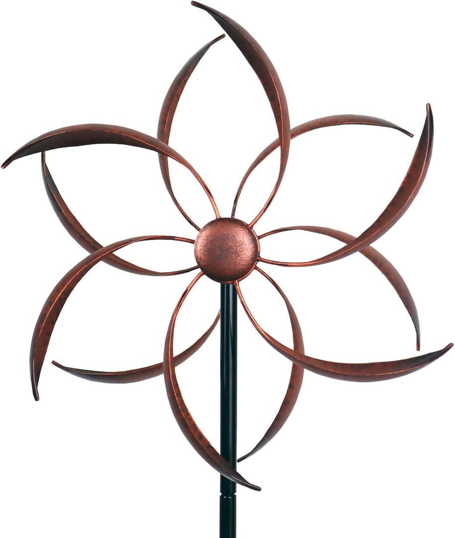 Wind Spinner Outdoor Metal Wind Sculptures 360 Degrees Wind Spinners for Yard and Garden (Brown 63x13)
