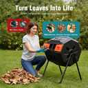 OLIXIS Compost Bin Outdoor 43 Gallon, Dual Chamber Composter Tumbler Outdoor with Gloves, Efficient 360°Rotating Composting Bin for Patio, Lawn, Home Gardening and Landscape, Black and Orange