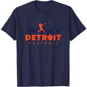 Detroit Baseball Vintage Minimalist Retro Baseball Lover T-Shirt, Large