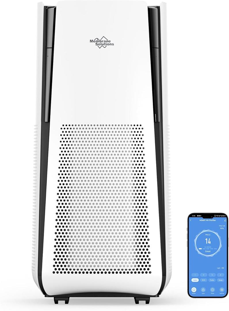 Membrane Solutions Air Purifiers for Home Large Room up to 3027 Ft in 1 Hr With Smart WiFi & Alexa, ECO &AUTO Mode, 21dB Quiet Air Cleaner Removes Pet Dander Odors Mold Allergies Dust Pollen, MS601