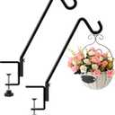 FEED GARDEN 2 Pack 14 Inch Deck Hook,Solid Steel Deck Hangers for Bird Feeders,Lanterns, Flower Basket and Suet Baskets with Clamp,Black
