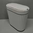 ELPHECO Bathroom Trash Can with Lid 2 Gallon Small Sensor Garbage Can, 9 Liter Slim Smart Trash Bin, Waterproof Automatic Wastebasket, Narrow Plastic Garbage Bin for Bathroom, Black and White