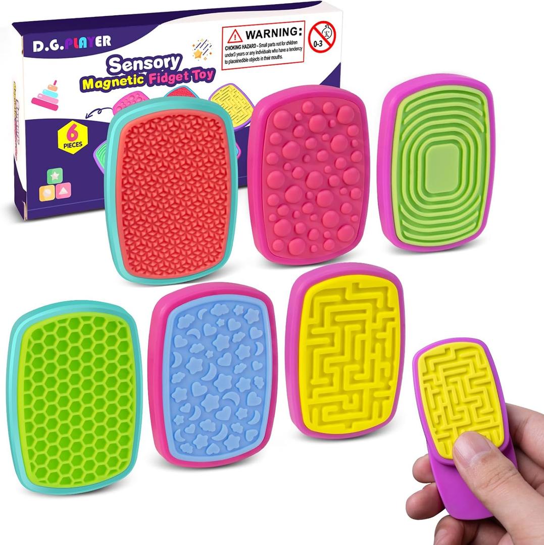 Sensory Magnetic Fidget Toys for Kids Adults, Silicone Fidget Slider Stress Anxiety Relief, Autism ADHD Sensory Toys, Classroom Office Desk Must Haves - Travel School Birthday Gifts