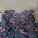 Simplee Womens Boho Floral Fall Short Dresses Long Sleeve Square Neck Empire Waist Smocked Flowy Mini Dress Blue XL