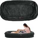 Human Dog Bed Cover - Luxury Faux Fur Giant Size Dog Bed Cover, 72"x40"x10", Dark Grey