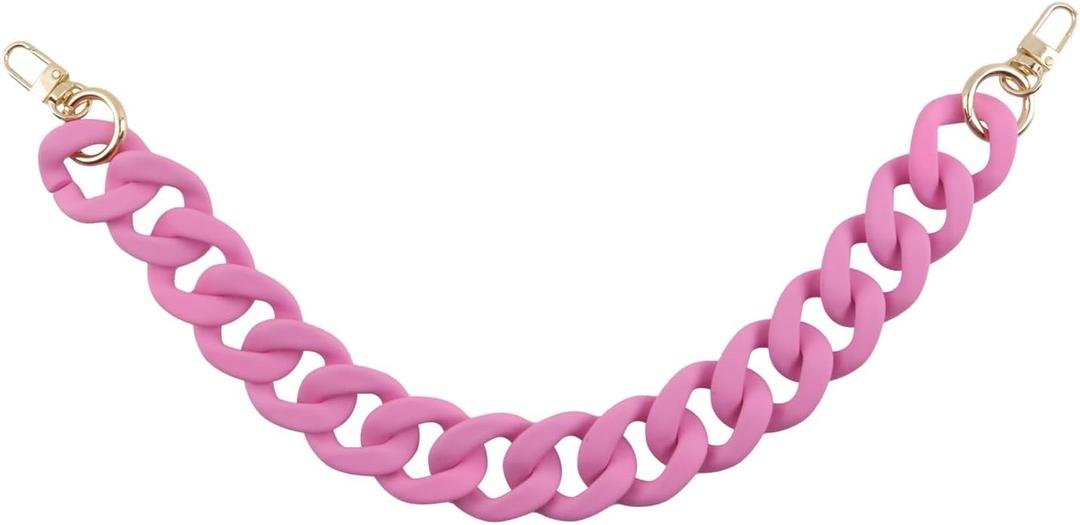 Removable Handbag Chain Straps Acrylic Purse Chain Fishbone Shape Resin Bag Handle Replacement for Shoulder Bag Crossbody Bag, with Double Buckles (Dark Pink, 45cm/17.72")