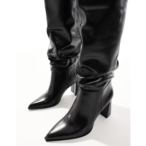 Knee High Boots for Women - 
slouchy heeled knee high boots in black
 (8.5, Black)