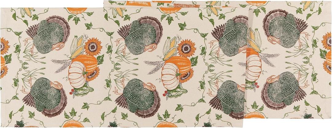 Now Designs 100% Cotton Thanksgiving Table Runner, L72 x W13, Cornucopia