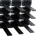 12 Pack - 5 inch Black Hidden L Shelf Bracket (1/5 Inch Thicked) Iron Floating Shelf Brackets Rustic Industrial Metal Brackets for Shelf Support