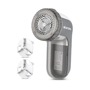 BEAUTURAL Fabric Shaver and Lint Remover, Sweater Defuzzer with 2-Speeds, 2 Replaceable Stainless Steel Blades, Battery Operated, Remove Clothes Fuzz, Lint Balls, Pills, Bobbles Gray
