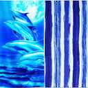 Genovega 2 Packs Oversized Beach Towel Set Extra Large Big XL Pool Camping Swim Clearance Towels 36x72 Soft Blanket Cruise Essentials Accessories Must Haves Vacation Necessities Adult Stripe Dolphins