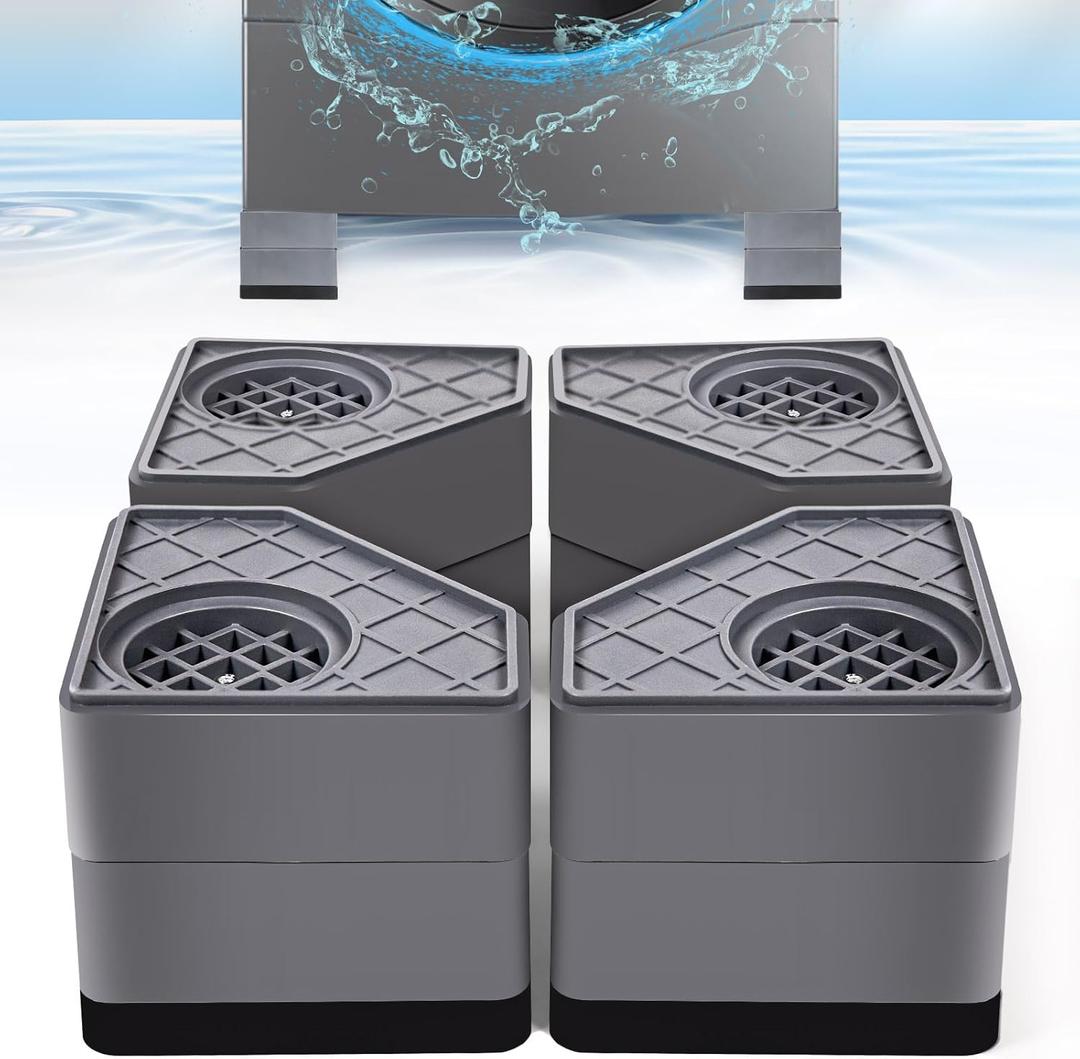 4Pcs Anti Vibration Pads for Washing Machine, Stops Washer Dryer Moving, Prevents Noise, Vibration Transfer, Antivibration Stabilizer Support Feet (Increase3.14in)