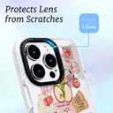 for iPhone 15 Case, Clear Summer Cherry Bows Strawberry Design Collage, Military-Grade Drop Protection, Vintage Soft Slim TPU Protective Cover with Camera Control for Girls Teens (SweetPost)