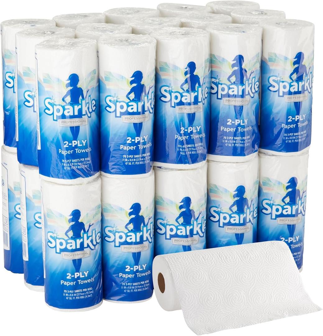Georgia-Pacific Sparkle Professional Series 2-Ply Perforated Kitchen Paper Towel Rolls by GP PRO (Georgia-Pacific), 2717201, 70 Sheets Per Roll, 30 Rolls Per Case, 30 Count