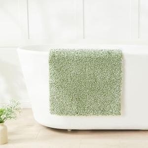 Douceur Sage Green and White Bathroom Rugs Non Slip, Luxury Thick Plush Shaggy Bath Mats for Bathroom Washable, Fluffy Absorbent Bath Rugs, Quick Dry Shower Mat Gifts, 23.5" x 15.5"