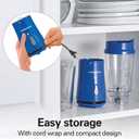 Hamilton Beach Portable Blender for Shakes and Smoothies, 14 Oz BPA Free Travel Cup & Lid, Durable Stainless Steel Blades, Personal Smoothie Blender, Blue, 51132G
