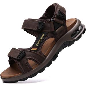 visionreast Mens Athletic Sandals Open Toe Hiking Outdoor Non-slip Sandals Air Cushion Sport Casual Beach Sandals (11, A_red Brown)