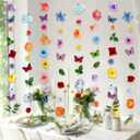 5pcs 36 ft Flower Garland Artificial Hanging Wildflower Garland Fake Silk Flower Vines Floral Garlands with Butterfly for Spring Summer Wedding Bridal Birthday Grad Party Backdrop Background Decor