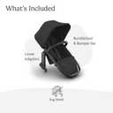 UPPAbaby RumbleSeat V3 Second Lower Seat - Compatible with Vista V2 and Vista V3 - All-Weather Seat + Magnetic Buckle Adapters Included - Jake (Charcoal/Carbon Frame/Black Leather)