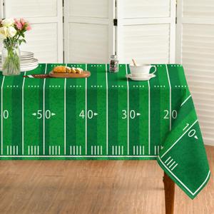 Horaldaily Football Square Tablecloth 60×120 Inch Rectangular, Football Touchdown and Game Day Themed Decorative Washable Table Cover for Party Picnic Dinner Decor