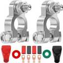 Battery Terminal Connectors,Military Spec Positive Negative Heavy Duty Battery Terminals with 4 pcs 2 Gauge 3/8" Copper Lugs,4 Heatshrink,2 Cover and Anti Corrosion Washers,14pcs
