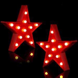 Tarpop 2 Pcs Star Plastic Night Light Battery Operated LED Marquee Light Star Sign Room Wall Lamp for Movie Night Supplies Carpet Party Decorations Christmas Theater (Red)