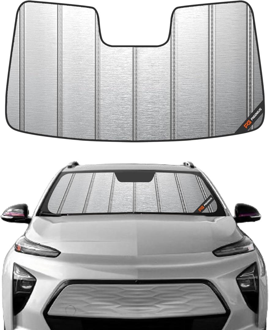 Windshield Sun Shade for Chevy Bolt EUV 2022-2023,Front Window Sunshade,Blocks UV Rays,Windshield Sunshade Cover Warm Weather Keep Your Seat Cooler (Metallic)