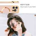 iPhone 15 Pro Max Case,iPhone 15 Pro Max Phone Case[Compatible with MagSafe] Magnetic Slim Thin Lanyard Wrist Strap Plating Shockproof Protective Phone Cover for iPhone 15 Pro Max 6.7", Pink