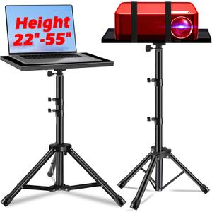 Projector Stand, 22 to 55 Inch Laptop Stand With Phone Holder, Tripod for DJ Equipment, Outdoor Movies, Office, Home, Stage or Studio (Black)