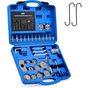 Orion Motor Tech Brake Caliper Tool Set, 34pc Master Brake Caliper Compressor Tool Kit with 11 Adapters & Swivel Brake Pad Spreader Tool, Caliper Piston Compressor Tools with Brake Line Cutter Bender