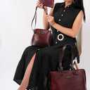 ECM 3pcs Vegan Tote Set for Women-Stylish Top Handle Laptop Bag Purse Sling Handbag Cosmetic Pouch bag-Travel Work Leisure
