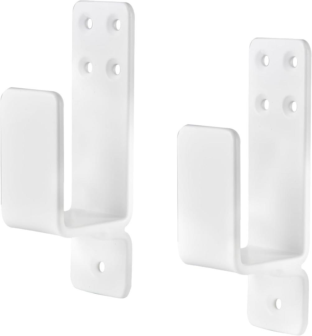Door Barricade Brackets,AINAFIX 2 Pack Drop Open Bar Holder for Home Security, 2x4 Bar Brackets Prevent Unauthorized Entry, Carbon Steel,White