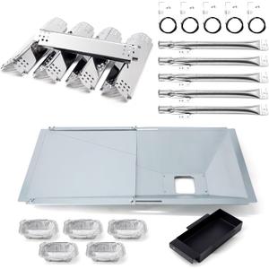 Adviace Replacement Parts for Nexgrill 720-0888N 720-0888, Grease Tray Drip Pan & Flame Tamers, Burner Tubes and Ignitor for Nexgrill 5 Burner 720-0888N Gas Grill