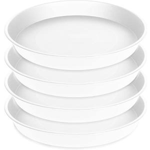4 Pack of 19 inch Plant Saucer, 2.7" Depth Tray, Large Deep Garden Plastic Flower Planter Plant Trays for Indoors Outdoor Bath Bath (19", Creamy White)