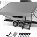 RV Awning Fabric Replacement, Upgraded 19oz Heavy Duty Material, Outdoor Vinyl Canopy for Trailer and Motorhome Awning- 19'(Fabric 18.5'2"), Gray