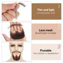 Human Hair Beard, Brown Fake Mustache, 100% Handmade Invisible Lace Based Facial Hair, Realistic Soft False Goatee Beards, For Halloween, Cosplay, Dramas, Movies, And Stage Performances