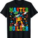 Dabbing Blocks Bricks Building Master Builder Kids Boys T-Shirt 12