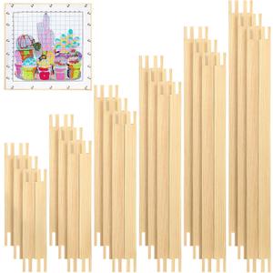 Hotop 12 Set Stretcher Bars for Needlework 6 Sizes Wooden Canvas Stretcher Bars for Needlepoint Embroidery Stitch Frame Set Bundle with Crafts (6 Size, Natural)