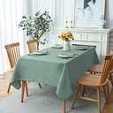 Softalker Damask Summer Rectangle Table Cloth - Geometric Line Thick Jacquard Table Covers Waterproof Stain Resistant Washable Tablecloth for Kitchen Party Outdoor Picnic (60 x 84 inch,Light Green)