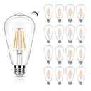 16 Pack LED Edison Bulbs 40W Equivalent, Dimmable 4 Watt Filament Bulb, 2200K Amber White ST19 Light Bulb, 450LM E26 Vintage LED Bulbs for Ceiling Light Fixtures