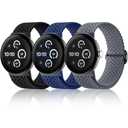 Maledan Elastic Nylon Loop Compatible with Google Pixel Watch 4 41mm Bands/ 3 41mm Band/Pixel Watch 2 Band/ 1 for Men Women, 3 Pack Soft Flexible Weave Replacement Strap for GoogleWatch Accessories