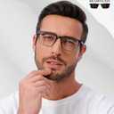 READITEASY Reading Glasses Men Blue Light Blocking 4 Pack, Wide Computer Readers for Men with Spring Hinge Reduce Eyestrain/UV/Dryness, Square Large Trendy Eyeglasses 1.0